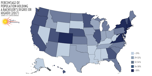 Map Bachelors Degree Holders By State Chart Of The Week Data Z 0687